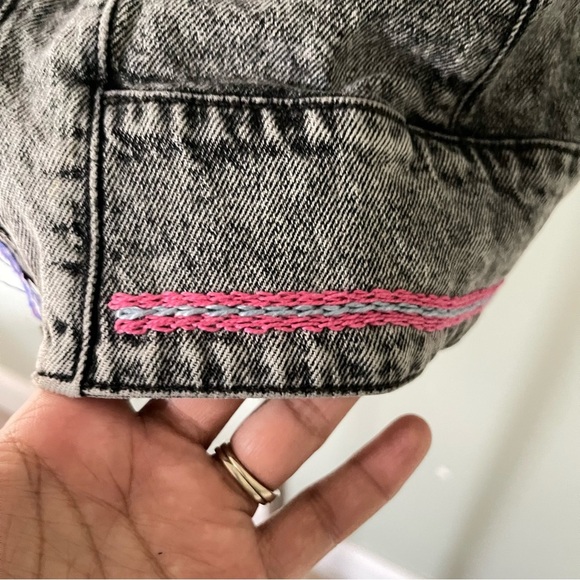 We The Free Upcycled denim overall dress Sashiko embroidered handmade size 12 - Picture 9 of 13